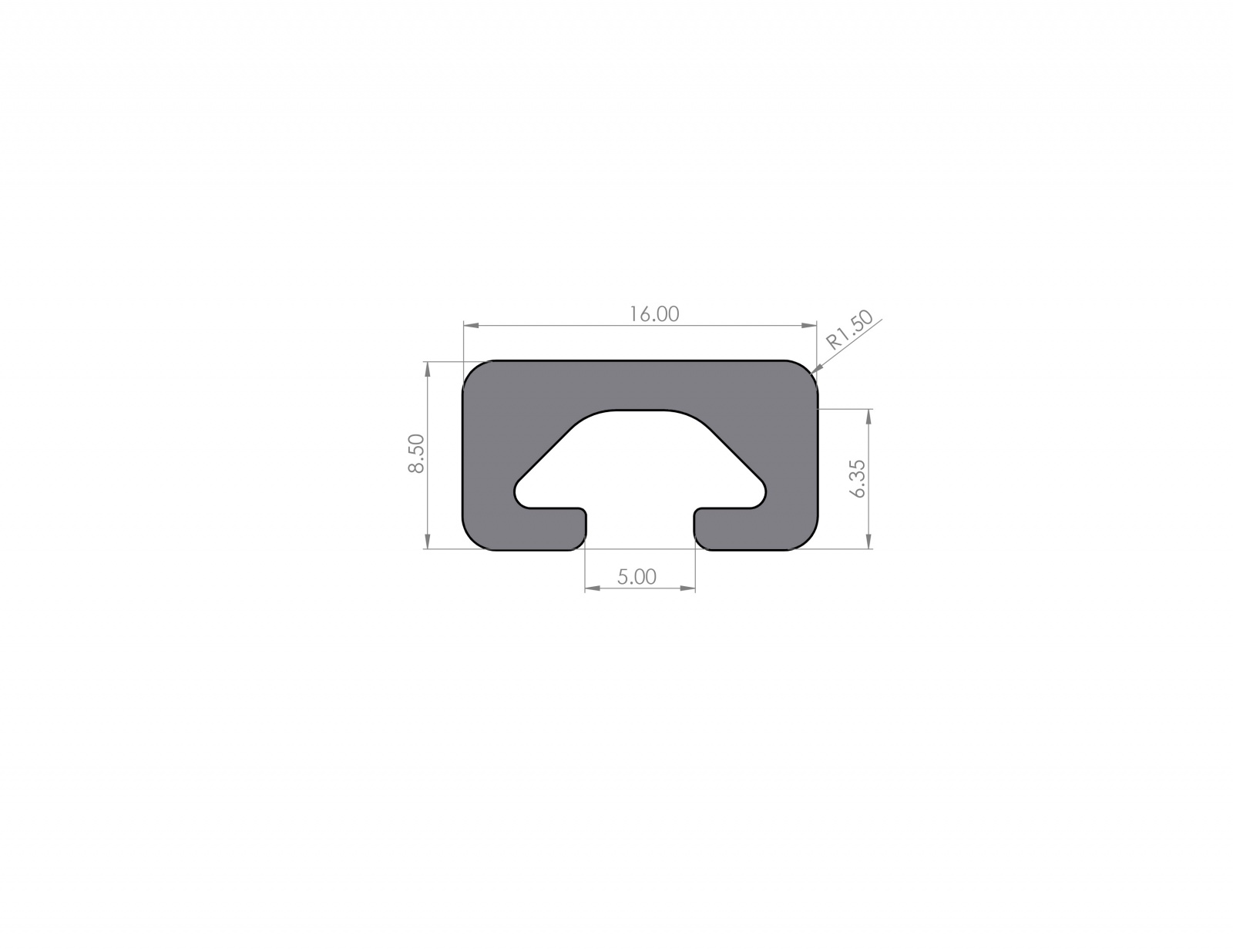 Aluminum profile 16x8.5 groove 5 I-type